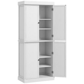 HOMCOM 72" Kitchen Pantry Cabinet Storage with Doors and Shelves Elegant Kitchen Storage, White