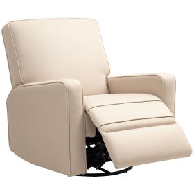 HOMCOM Manual Recliner Chair for Adults with Thick Cushion, Breathable Fabric Glider Rocking Chair for Living Room, Beige