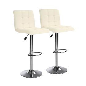 Bar Stools 1 Set of 2, Counter Height Bar Stools, Square Cushion Bar Stools with Back, Footstool, Cafe, White, 2 pieces