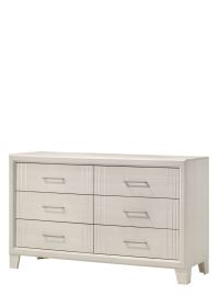 1pc Contemporary Six Drawers Dresser Bed Side Cabinet Wooden Furniture White/Beige Color