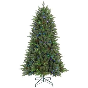 7ft Prelit Christmas Tree with Remote Control Artificial Fake Christmas Tree with 340 Multi-Color LED Lights, 48 Color Modes