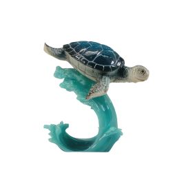 5.5"H Blue Sea Turtle on Wave Figurine Home Decor Gift