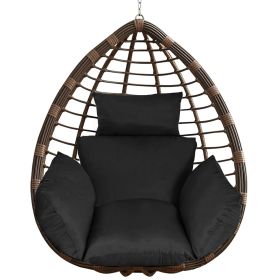 1Pc Egg Chair Cushion Hanging Basket Seat Cushion Thicken Soft Egg Swing Chair Pad Hanging Egg Chair Cushion With Headrest (Color: Black)