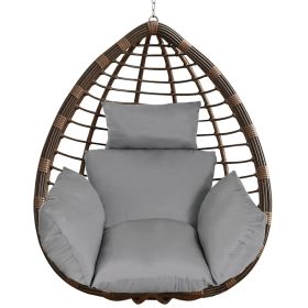 1Pc Egg Chair Cushion Hanging Basket Seat Cushion Thicken Soft Egg Swing Chair Pad Hanging Egg Chair Cushion With Headrest (Color: Grey)