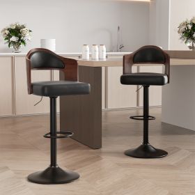 Swivel Bar Stools Set of 2 Seat Adjustable Height 25.2-33.8IN (count: 1 set, Color: Black)