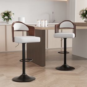Swivel Bar Stools Set of 2 Seat Adjustable Height 25.2-33.8IN (count: 2 set, Color: White)