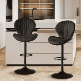 Bar Stools Set of 2 Modern Swivel Bar Chairs, Barstools Counter Height with High Backrest, Easy 3-5 Minute Assembly for Bar, Kitchen, Dining Room (count: 2set, Color: Black)