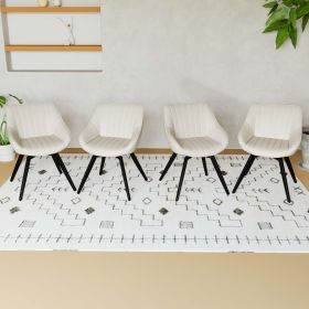 A set of 4 dining chairs, medieval modern kitchen dining chair, PU decorative chairs with black metal legs, suitable for home&kitchen (Color: Beige)